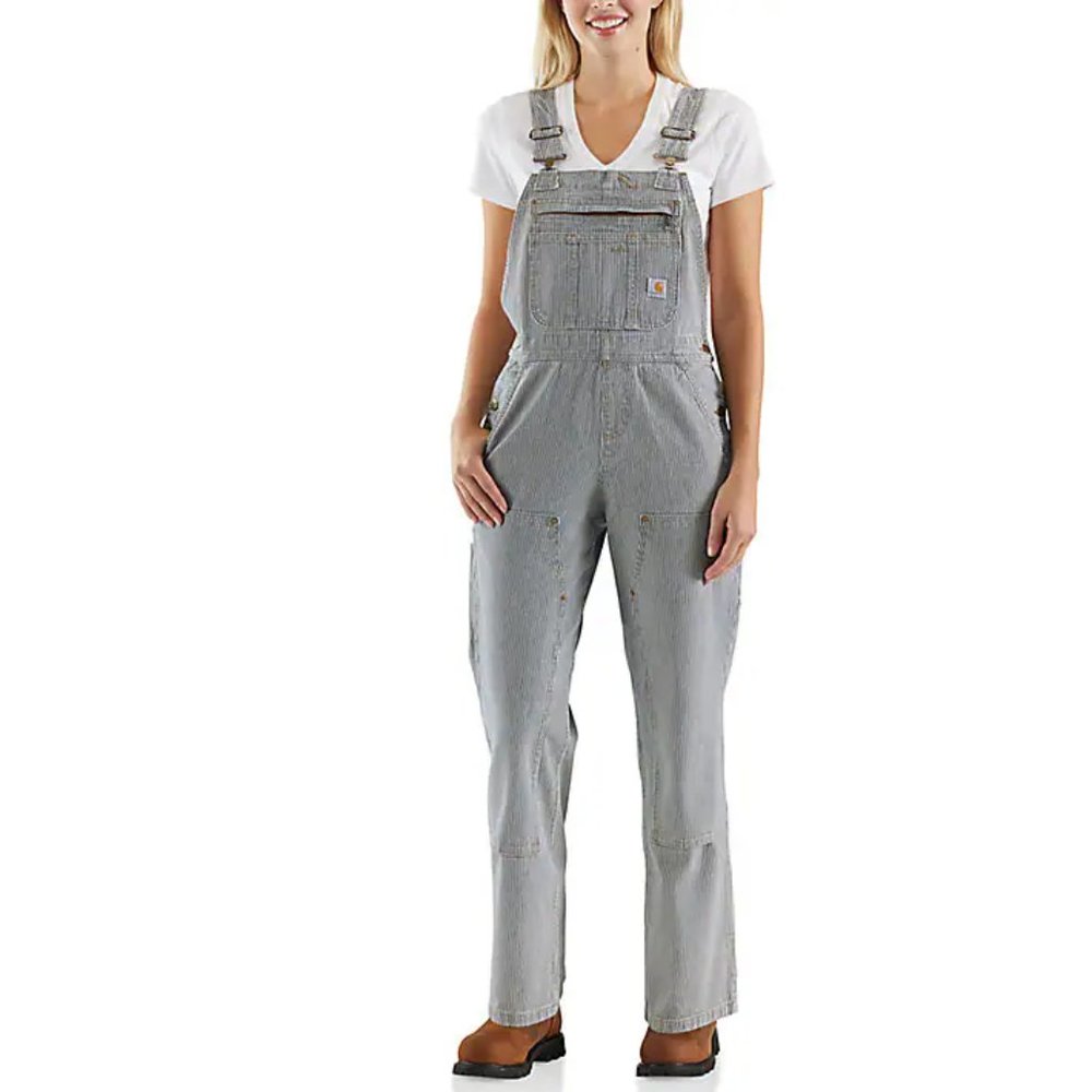 WOMEN'S RELAXED FIT DENIM RAILROAD STRIPE BIB OVERALL